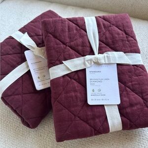Pottery Barn Belgian Flax Linen Diamond Sham - Burgundy